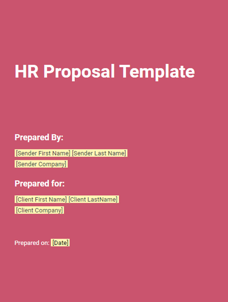 Human Resources Proposal Template Sample Cover