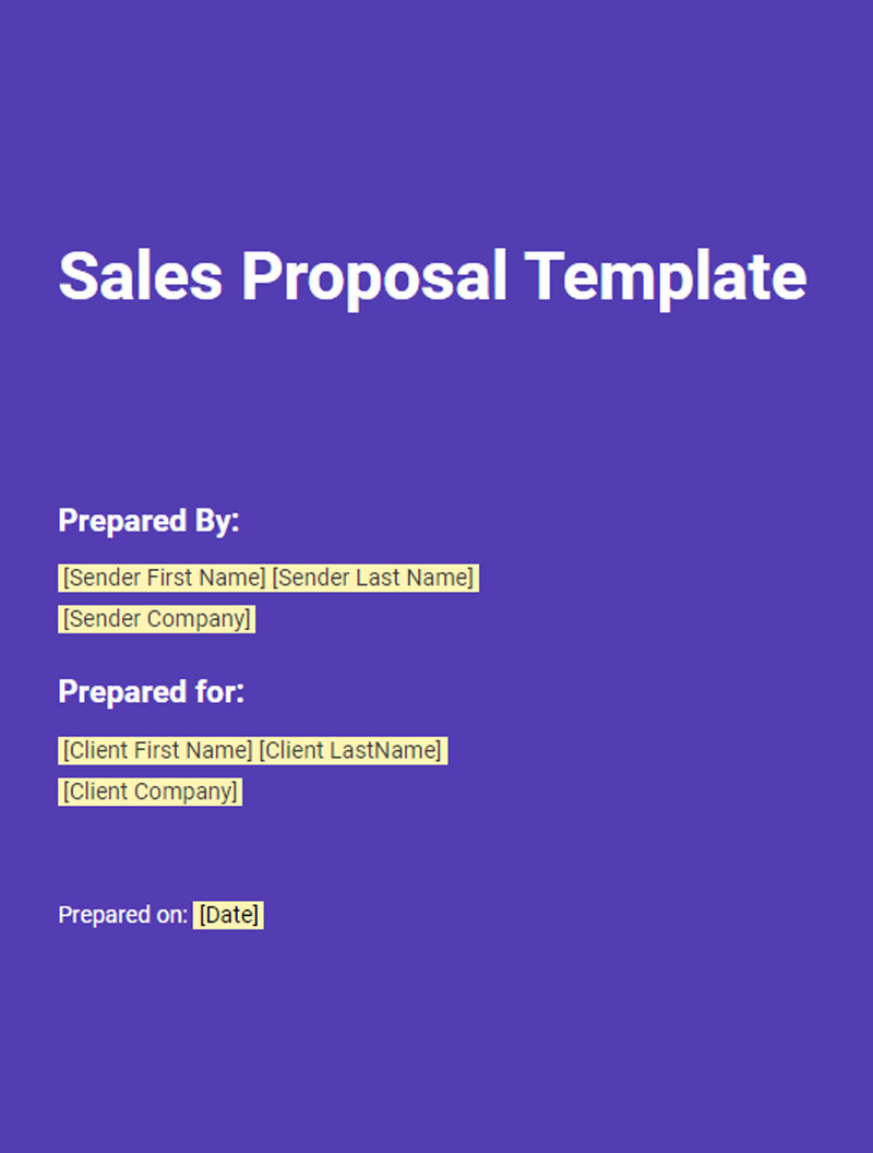 Great Sales Proposal Template Cover Page