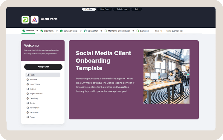 social media client onboarding template